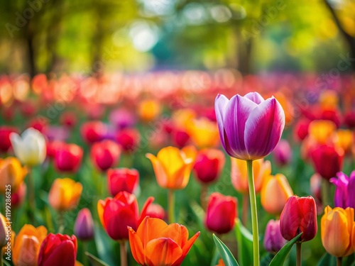 Tilt-Shift Tulip Field, Miniature Garden, Artistic Photography,  Floral Still Life