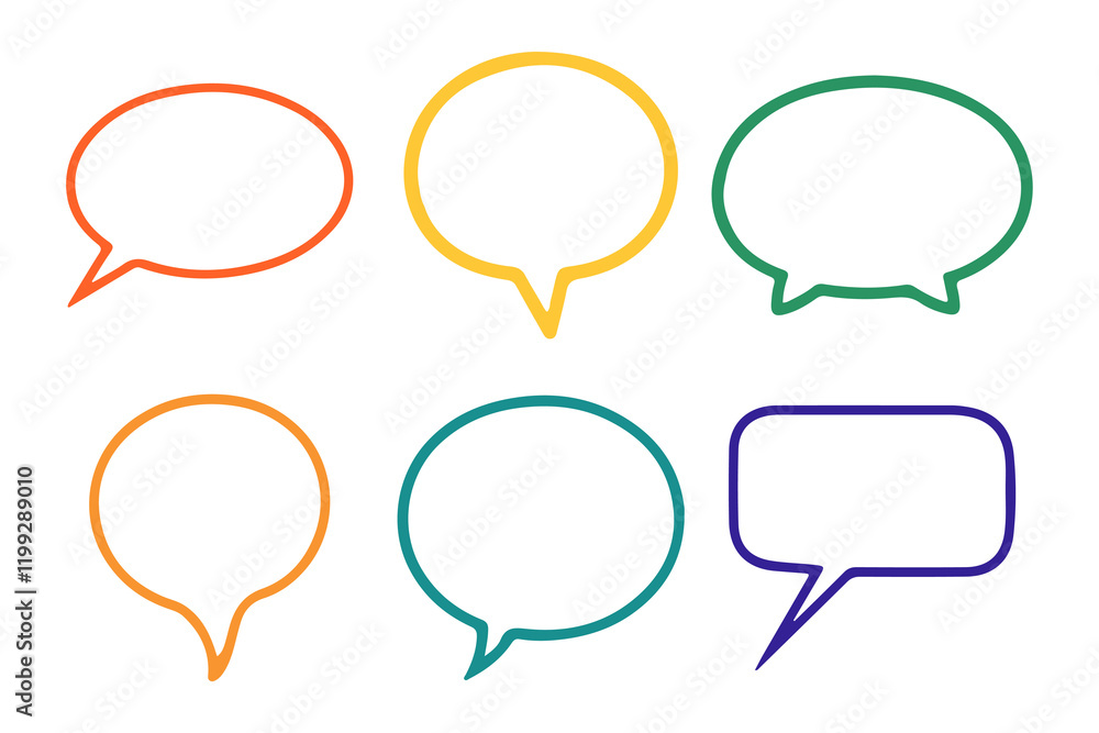 Colorful speech bubble png doodle set, transparent background Colorful speech bubble png doodle set, transparent background