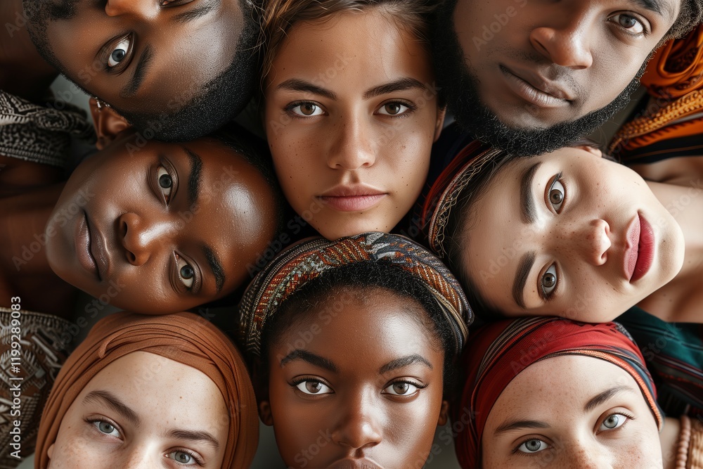 A diverse group of people showcasing unity and cultural richness through their diverse expressions and backgrounds. A diverse group of people showcasing unity and cultural richness through their diverse expressions and backgrounds.