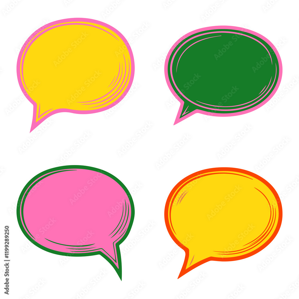 Colorful speech bubble png doodle set, transparent background Colorful speech bubble png doodle set, transparent background