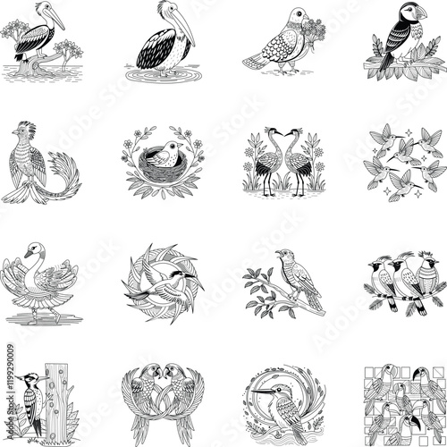 Bundle of Bird Aviary Vintage Illustrations

