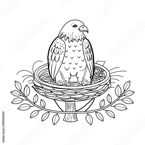 A vintage style illustration of bird nest