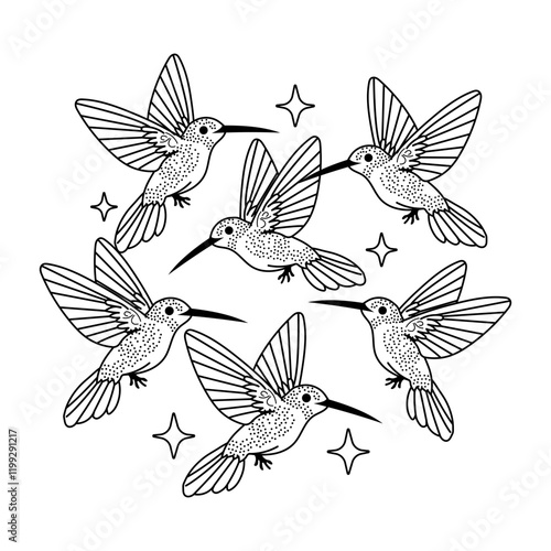 Hummingbird Group illustration in vintage style
