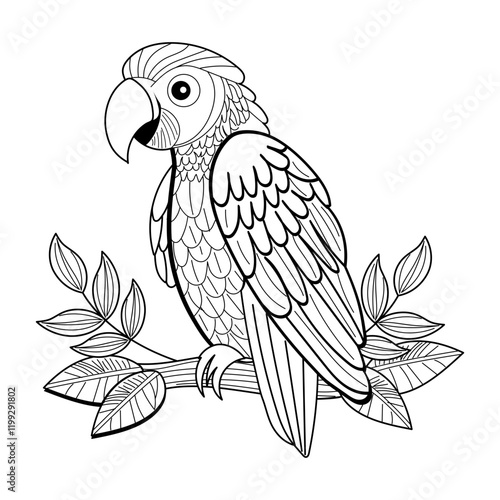 A vintage illustration of a parrot