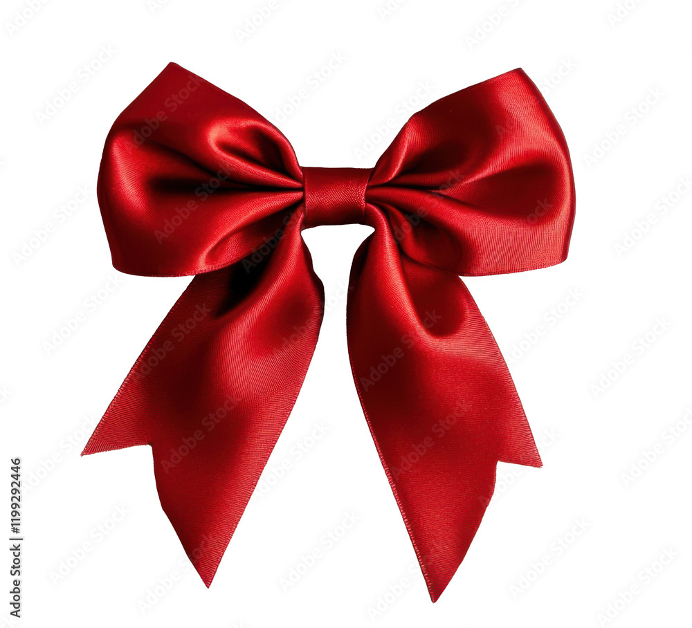 Fototapeta premium Bright red satin bow perfect for gifts, decorations, or festive occasions