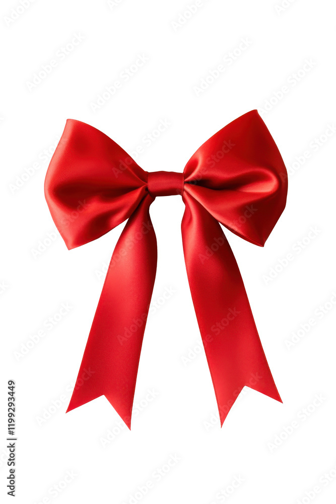 Fototapeta premium Bright red satin bow ribbon perfect for gift wrapping and decoration