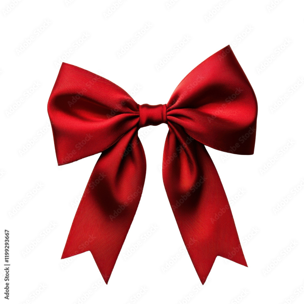 Naklejka premium Bright red satin bow ribbon perfect for gift wrapping and decoration