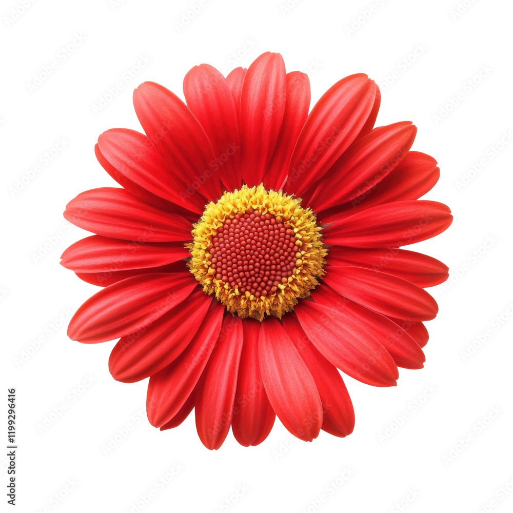 Beautiful red daisy flower with yellow center Beautiful red daisy flower with yellow center