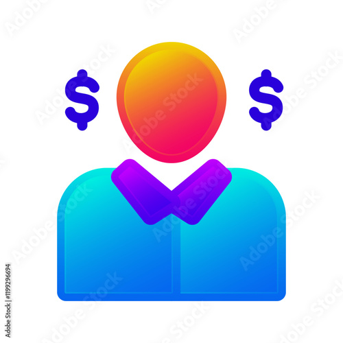 a person with dollar symbol, gradient color icon isolated