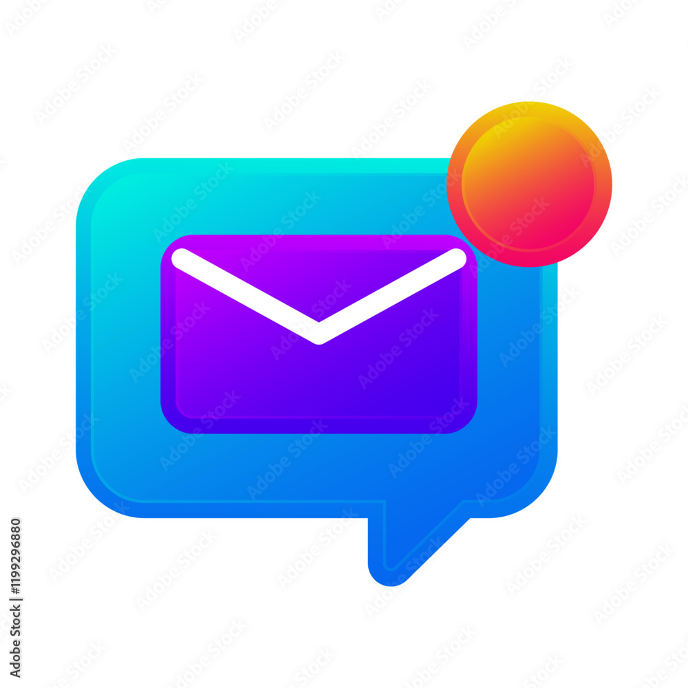 Dialogue mail box symbol, gradient color icon isolated