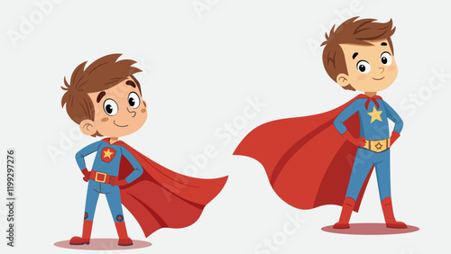 Vector illustration of Boys Wearing Super Hero Costume.