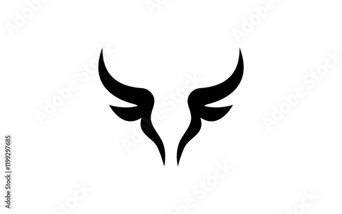 horn logo vector illustration, minimalist horn bull logo template