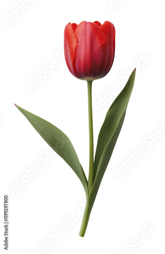 Pink tulip flower with a stem