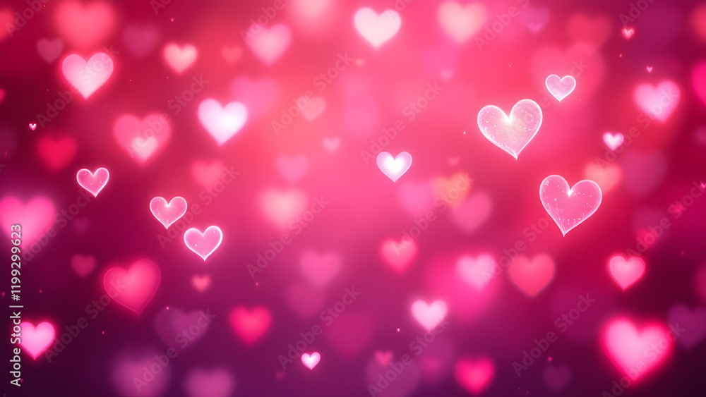 Love hearts bokeh background pink and red hearts, Valentine's Day poster, banner design illustration. Love hearts bokeh background pink and red hearts, Valentine's Day poster, banner design illustration.