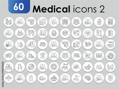 Medical black line icons set. Infographics with symbols.