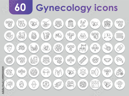 gynecology black line icons set. Infographics with symbols.
