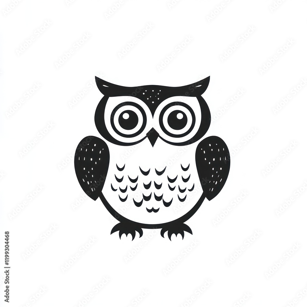 Stylized owl illustration on a white background, isolated, for design use Stylized owl illustration on a white background, isolated, for design use