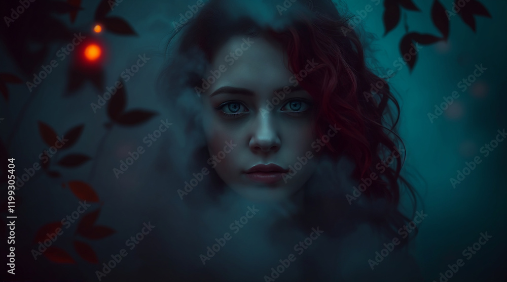 portrait of a woman in a dark background portrait of a woman in a dark background