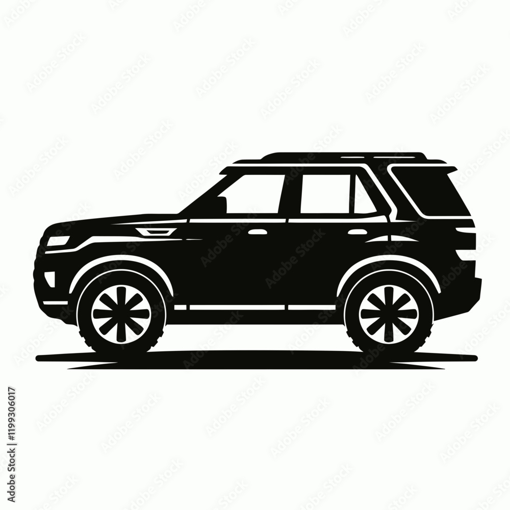 SUV silhouette in black on a white background SUV silhouette in black on a white background