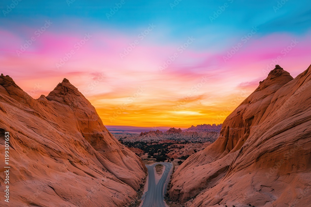 Run-down landscapes in a national park Breathtaking desert landscape at sunset with vibrant colors. Run-down landscapes in a national park Breathtaking desert landscape at sunset with vibrant colors.