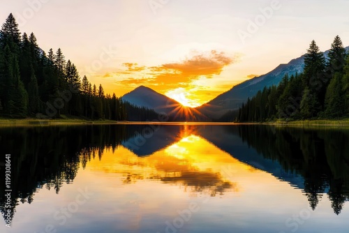 Wallpaper Mural Run-down landscapes in a national park Scenic sunset reflecting on a tranquil lake surrounded by mountains. Torontodigital.ca