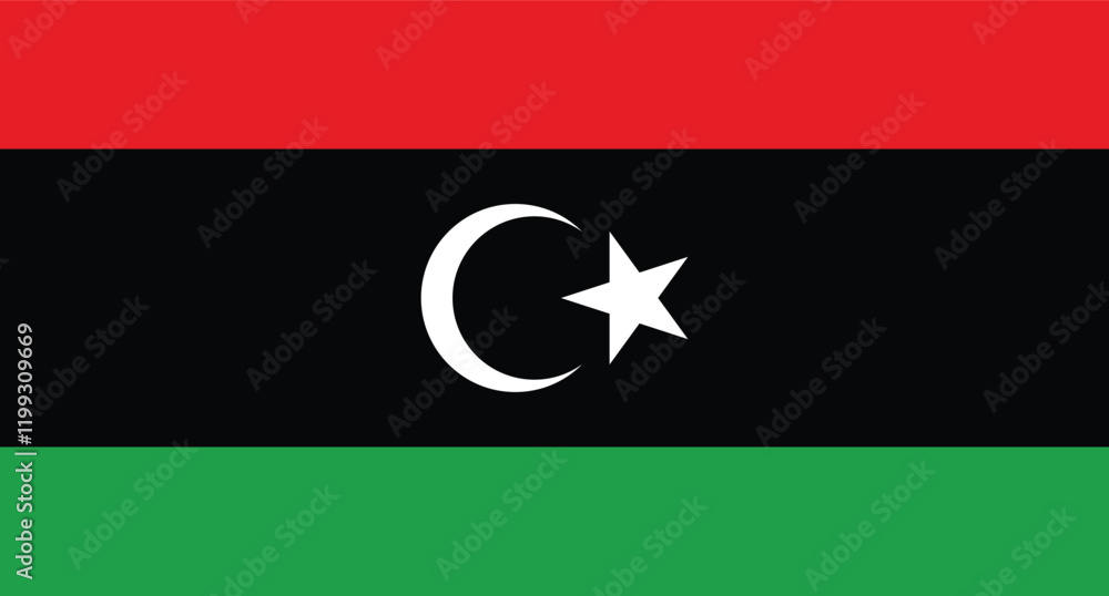 National flag of Libya , Libya flag vector design and digital illustration National flag of Libya , Libya flag vector design and digital illustration