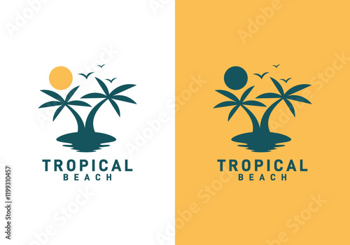 palm beach tropical logo design vector graphic