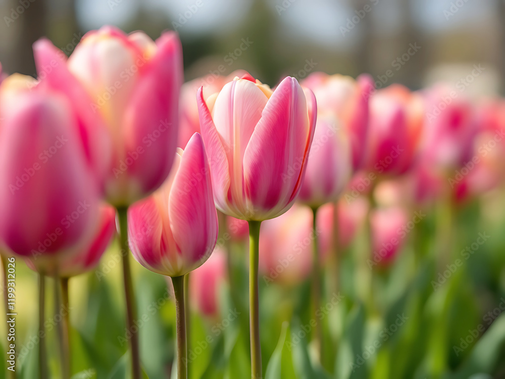 Fototapeta premium Pink tulip in the garden.