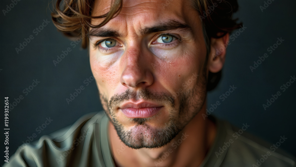 Obraz premium Detailed Hyperrealistic Man Portrait