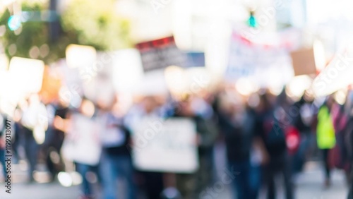 Government Reform Blur: A blurred background of a crowd protesting for political and government reform.	
 photo