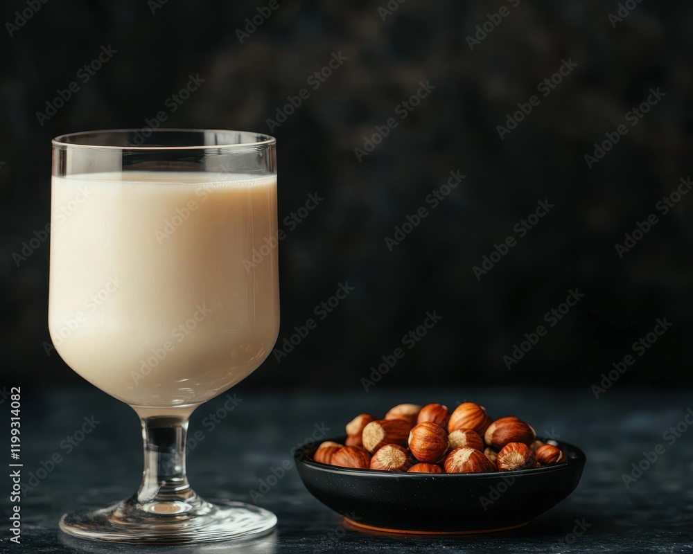 Wholesome Nuts and Vegan Hazelnut Milk in Frosted Glass - Cozy Kitchen Photography Wholesome Nuts and Vegan Hazelnut Milk in Frosted Glass - Cozy Kitchen Photography