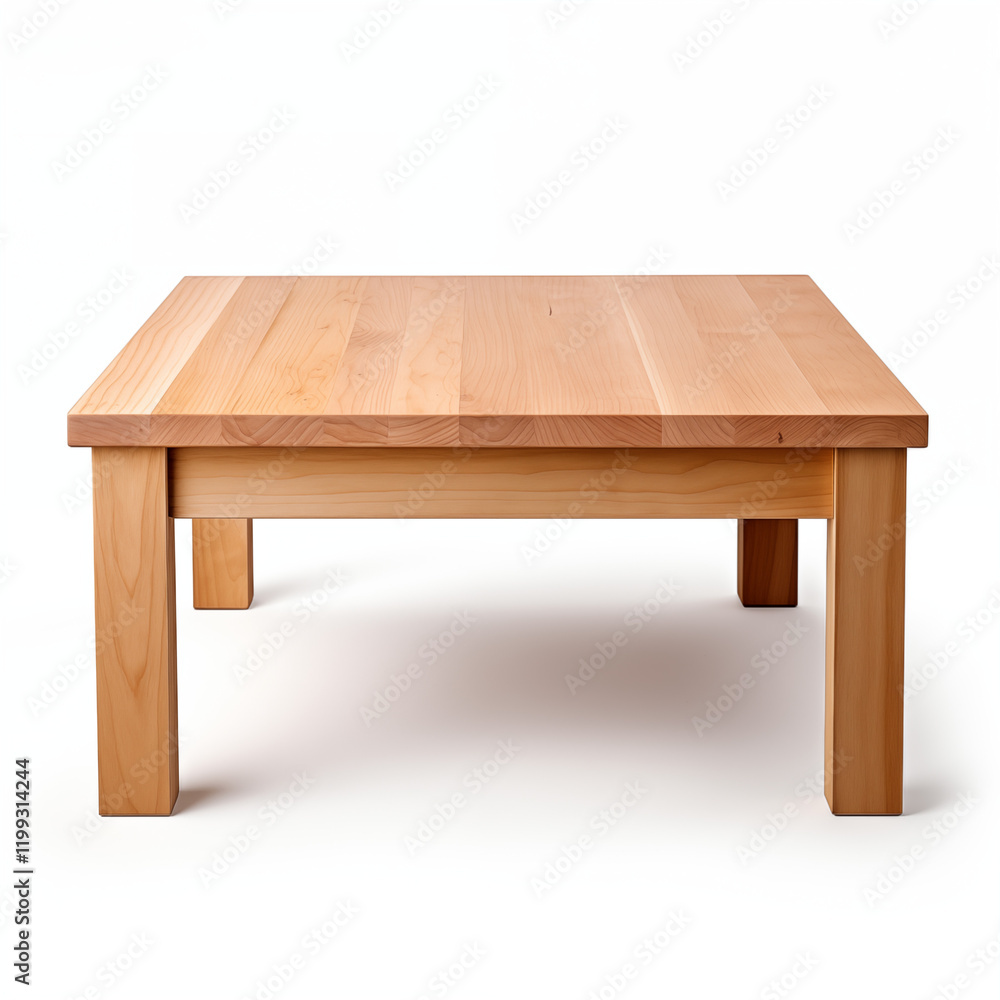 Fototapeta premium Square Light Wood Coffee Table Modern Simple Design Isolated on White