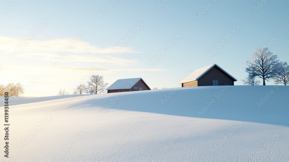 Snowy Winter Cabin Landscape Snowy Winter Cabin Landscape