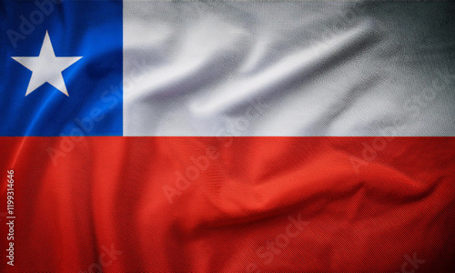 Chilean waving country flag