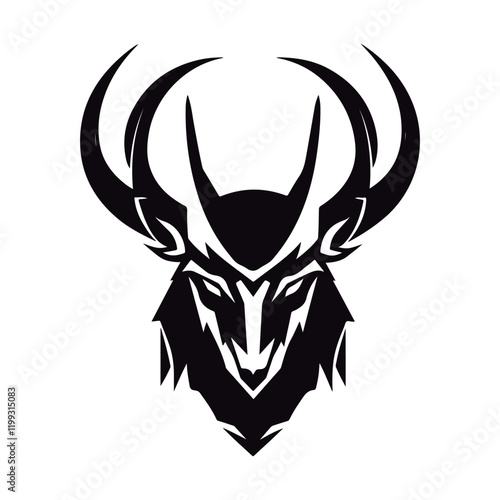 Coloring book for kids Ibex head vector Black vector illustration.