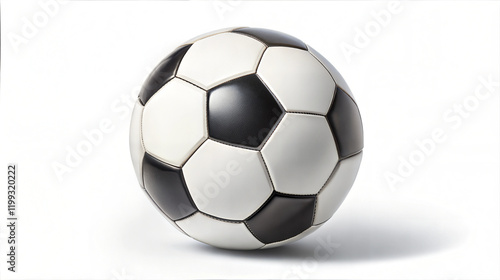 A classic black and white leather soccer ball, isolated on white, ready for the game