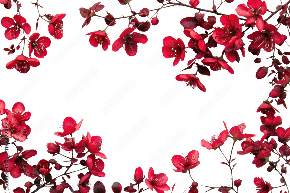 PNG Red blossoms frame