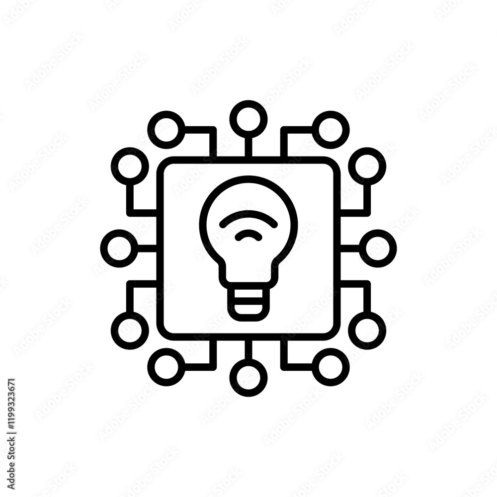 Smart lightbulb outline icons, minimalist vector illustration ,simple transparent graphic element .Isolated on white background Smart lightbulb outline icons, minimalist vector illustration ,simple transparent graphic element .Isolated on white background