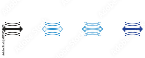 Resilience material icon vector set, compress and pressure, stretching and expansion, elasticity icons vector isolated on white background.