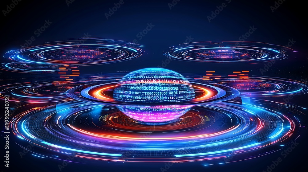 Artistic macro view of a futuristic eye reflecting holographic data visuals and glowing digital codes Artistic macro view of a futuristic eye reflecting holographic data visuals and glowing digital codes
