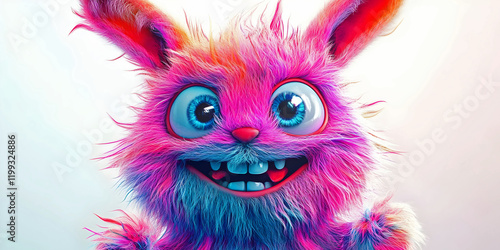 fluffy monster with  teeth showing, ai generated.