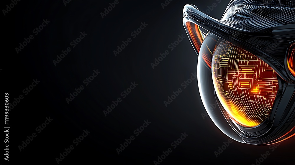 High-resolution macro of a cyberpunk eye showcasing holographic programming symbols in glowing reflections High-resolution macro of a cyberpunk eye showcasing holographic programming symbols in glowing reflections