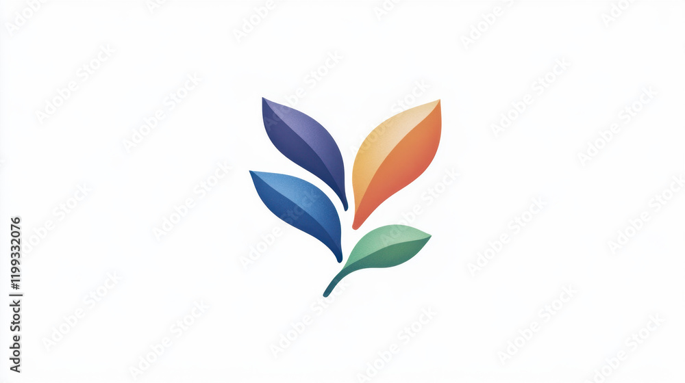 A colorful logo featuring abstract leaves in shades of blue, orange, and green, set against a white background.