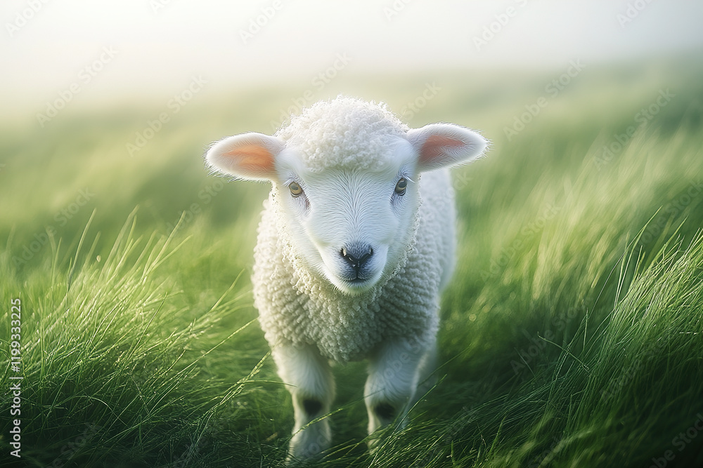 Obraz premium Adorable Fluffy Lamb