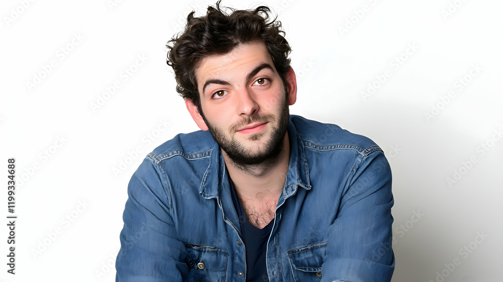 Actor in a casual outfit, posing with a relaxed expression on a plain white background Actor in a casual outfit, posing with a relaxed expression on a plain white background