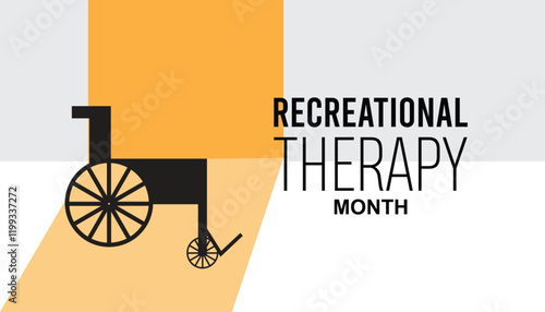 February is Recreational Therapy Month. Vector template Design for banner, greeting card, poster, prints, social media post ,flyer , T shirt with background.