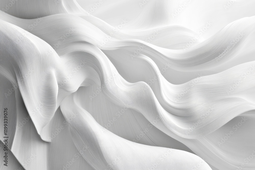 Obraz premium Soft, flowing white fabric creates serene, elegant atmosphere wi