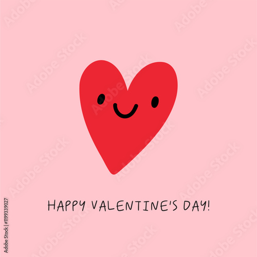 Cute Cartoon Romantic Print with heart in flat style