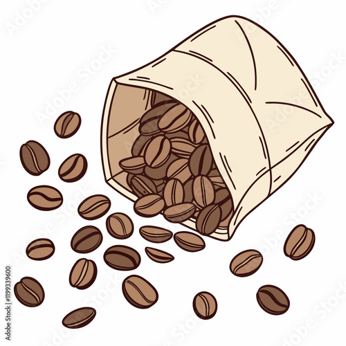 bag of coffee beans spilling over