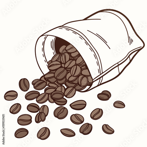 bag of coffee beans spilling over